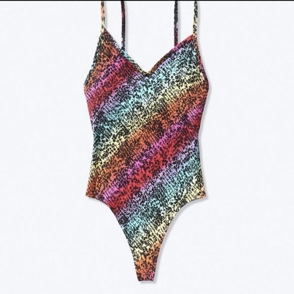 PINK rainbow animal print bodysuit - Picture 2 of 11